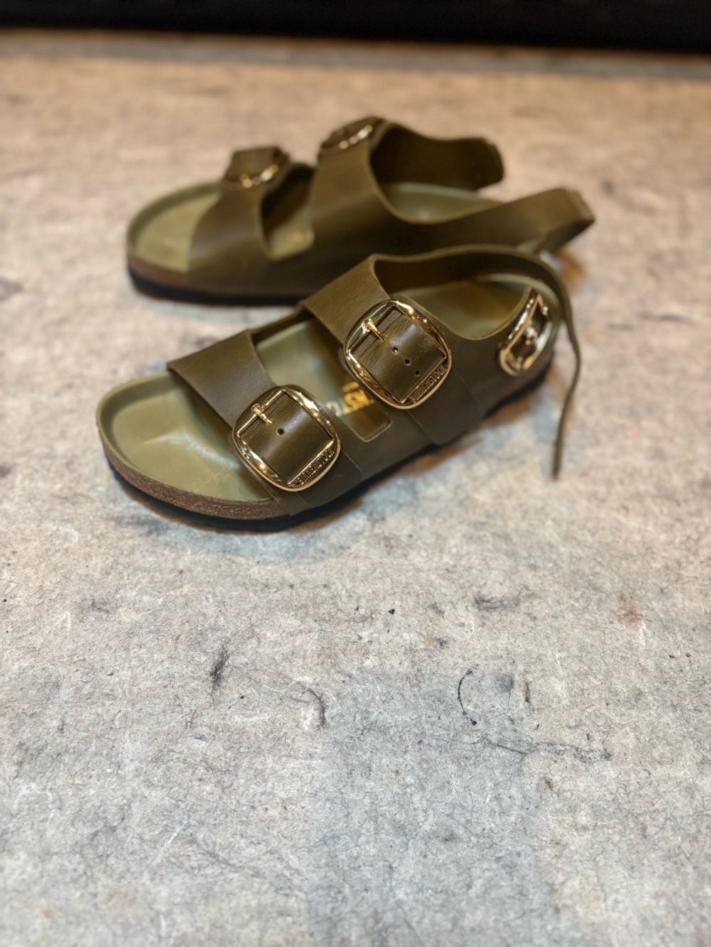 Birkenstock Special Edition Olive Green Big Buckle Sandals